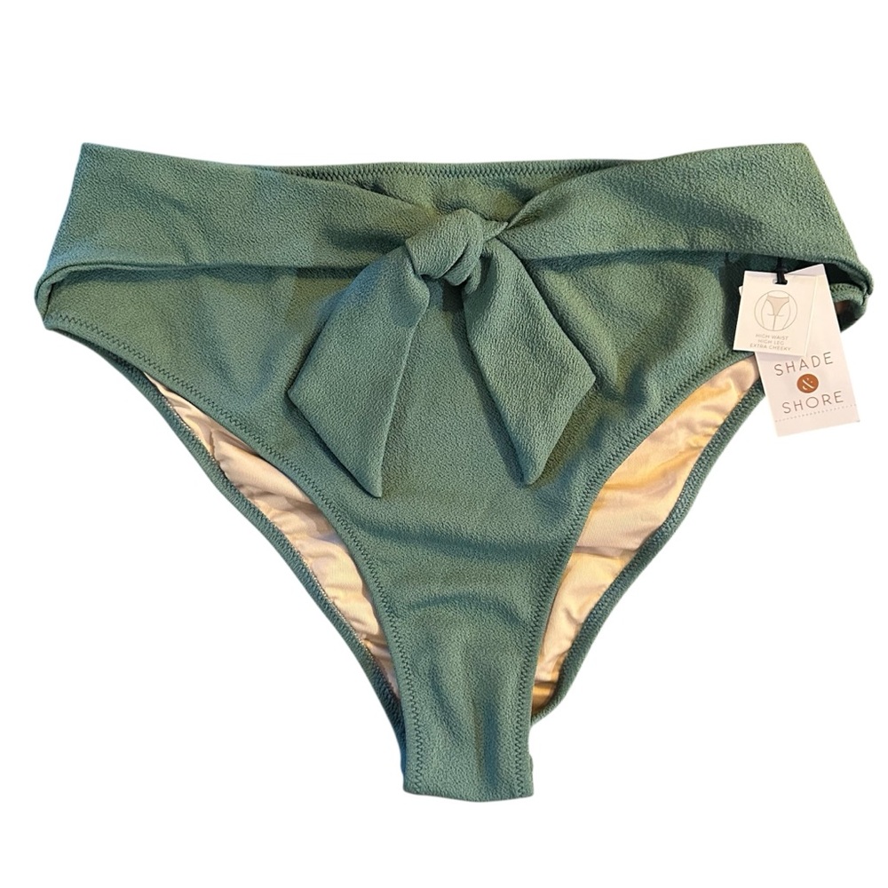 Textured Sage Green Bikini Bottom with Bow NWT